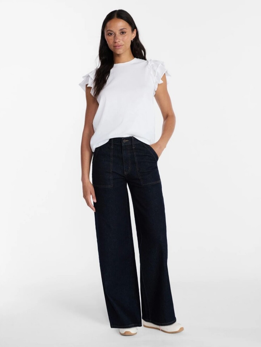 Wide Leg Utility Trousers Womens Size 14 Dark Wash High Rise New NWT - Picture 6 of 11